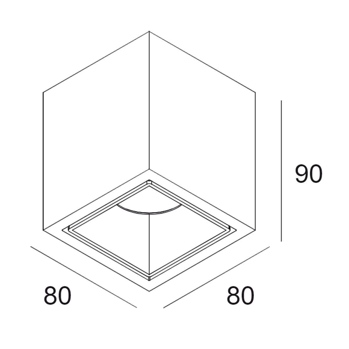 DeltaLight BOXY 2 L 92733 DIM8 Aufbaustrahler, L: 8 cm, B: Dim to Warm, Weiß Aufbaustrahler – technische Zeichnung