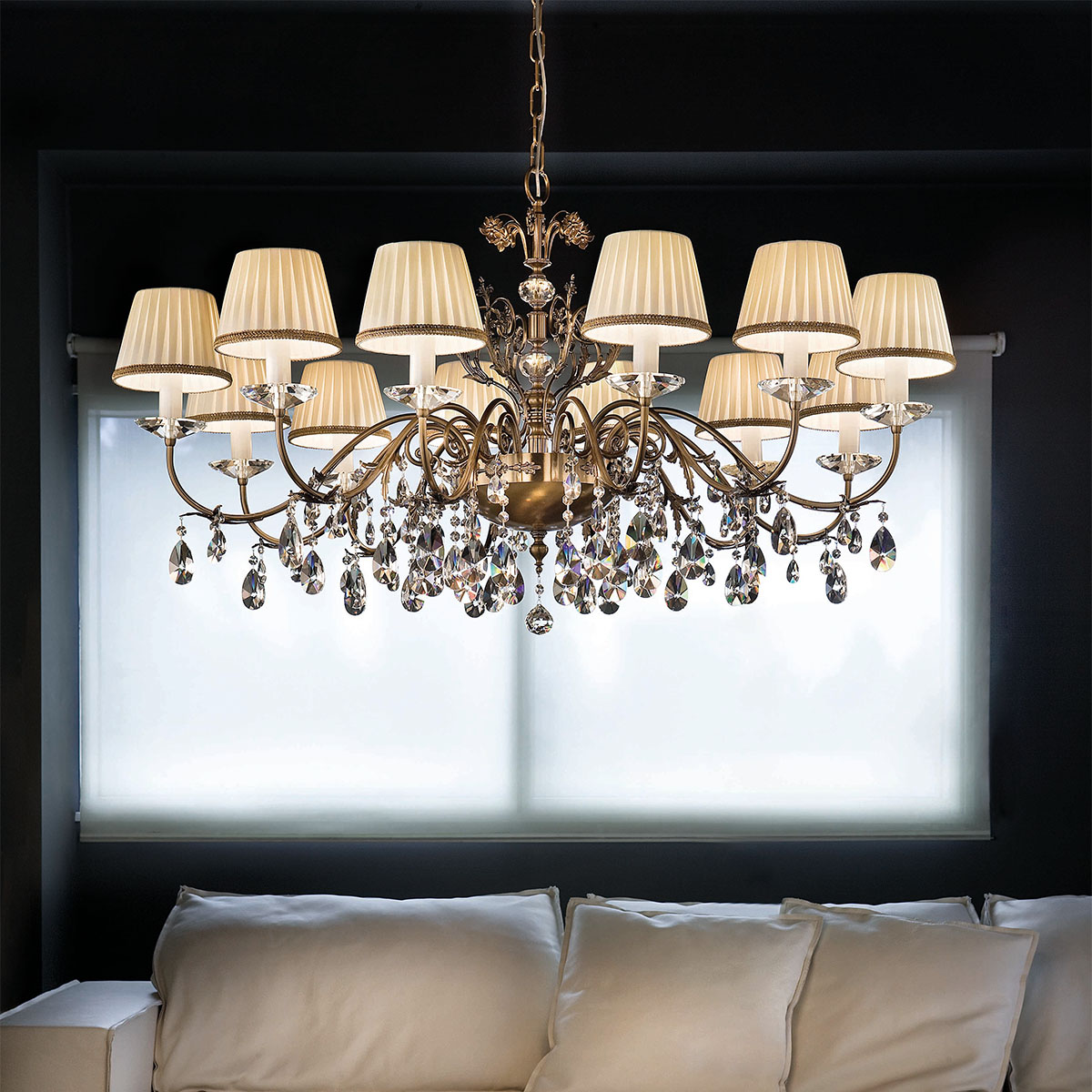 Primadonna 12 Kronleuchter, 12-flammig, Ø: 120 cm, Gold brüniert