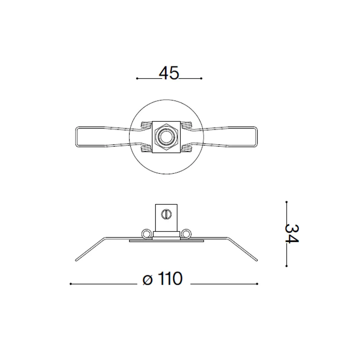 Lampen einbau Baldachin rund 1-fach, Ø: 4,5 cm, H: 3,4 cm, Kupfer