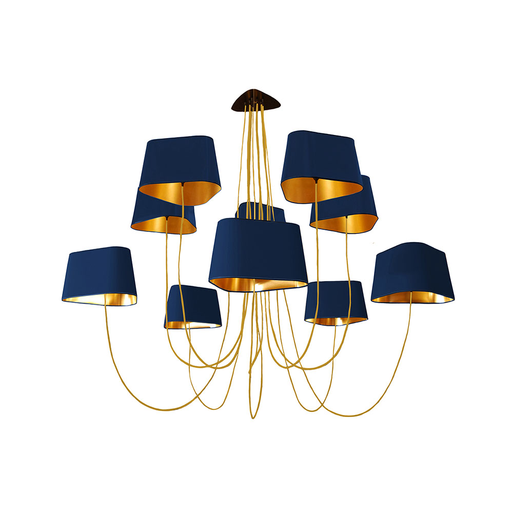Nuage Kronleuchter Small 10-flammig Ø: 134 cm, Blau/Gold