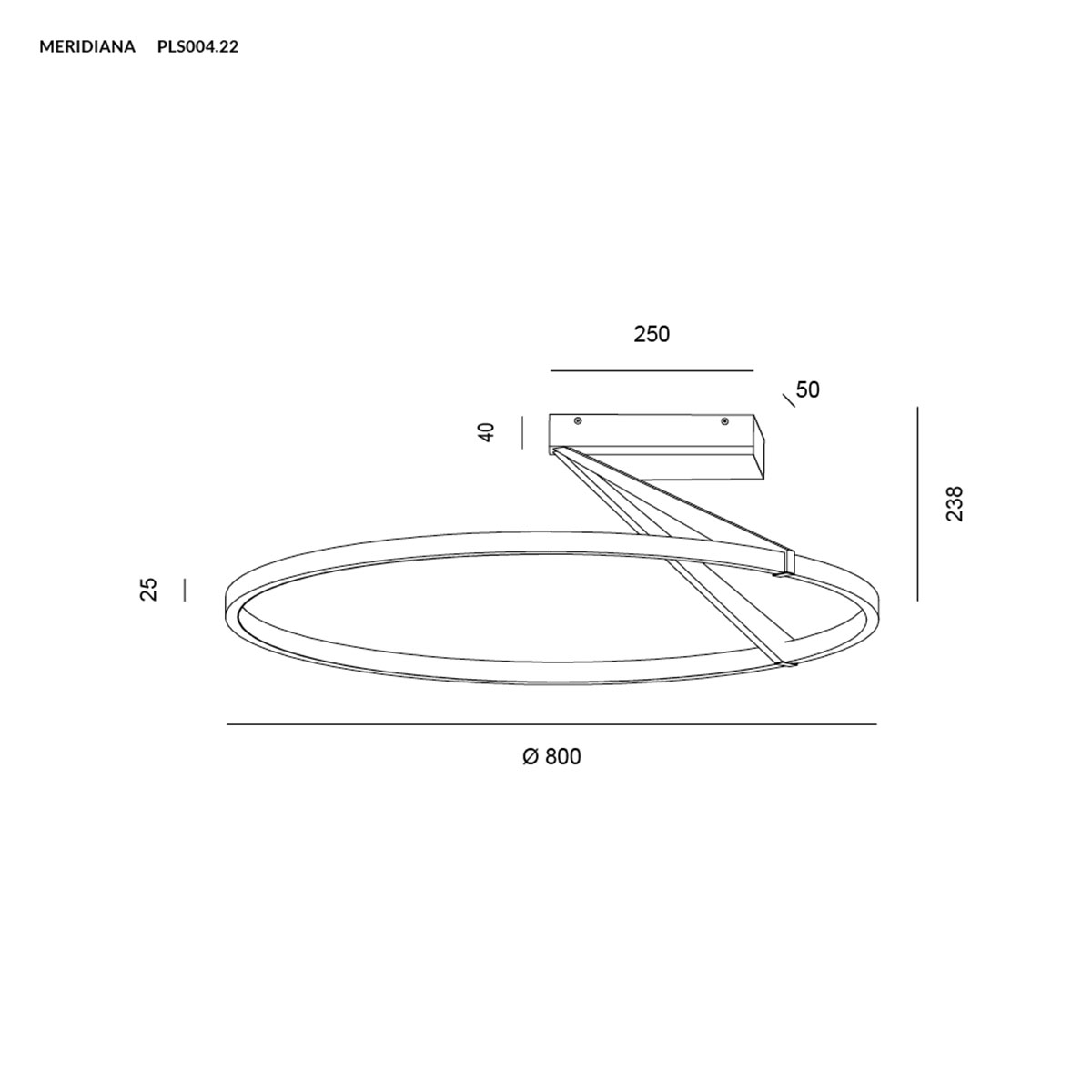 Technische Zeichnung Vivida Meridiana Ring Wand-/ Deckenleuchte mit Up-Down Licht, Weiß, Ø: 80 cm Technische Zeichnung Vivida Meridiana Ring Wand-/ Deckenleuchte mit Up-Down Licht, Titanium, Ø: 80 cm