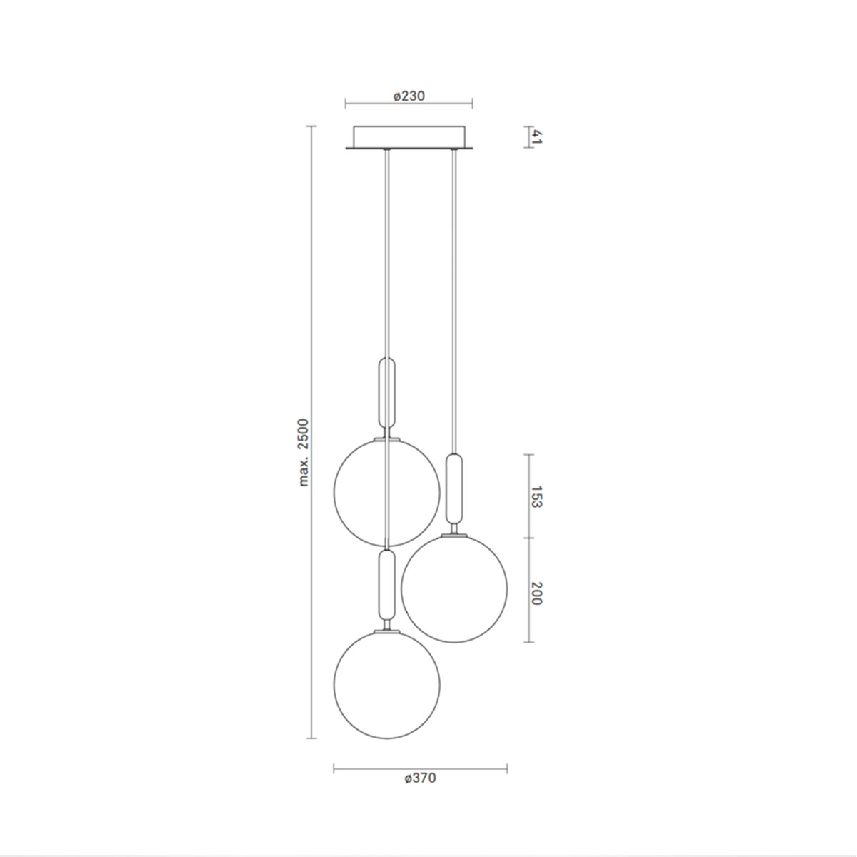 Miira 3 Large Pendelleuchte, Ø: 37 cm, Steingrau, Opalglas - Ausstellungsstück