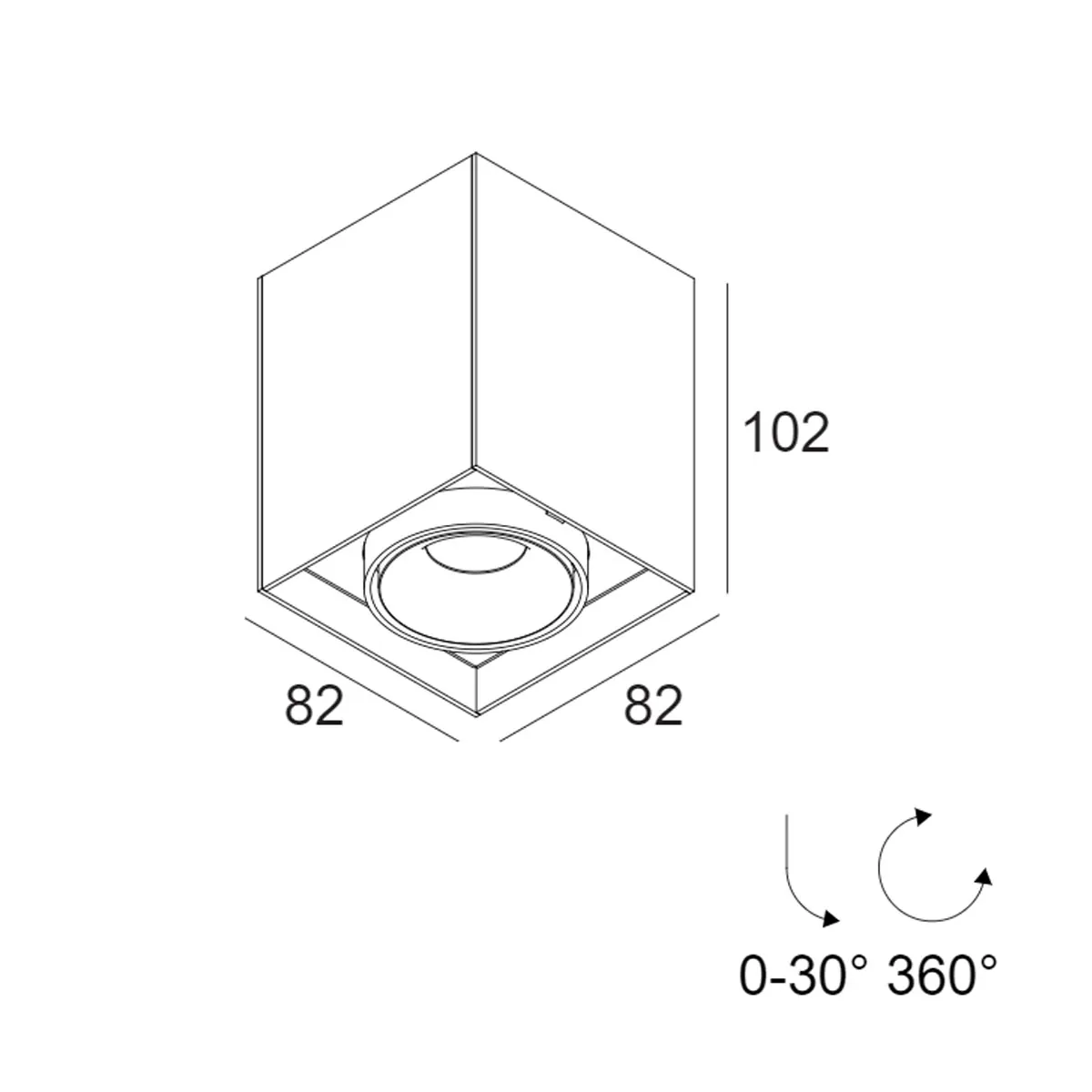 MINIGRID 67 ON 145 93037 DIM8 Aufbaustrahler, L: 8,2 cm, B: 8,2 cm, Weiß & Schwarz, Warmweiß 3000K, 37°