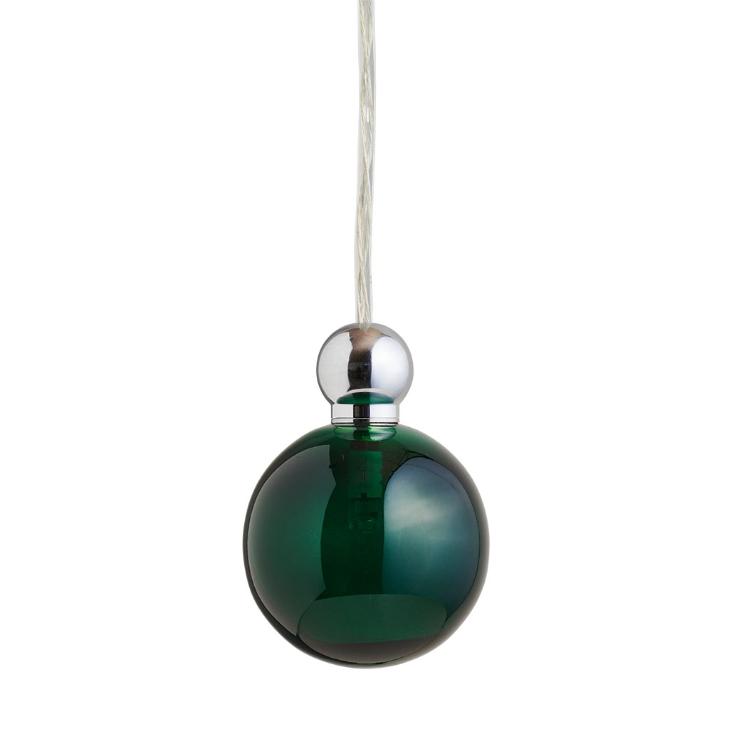 Uva Pendelleuchte M Ø 7 cm, Ivy green, Silber, mit Einzelbaldachin