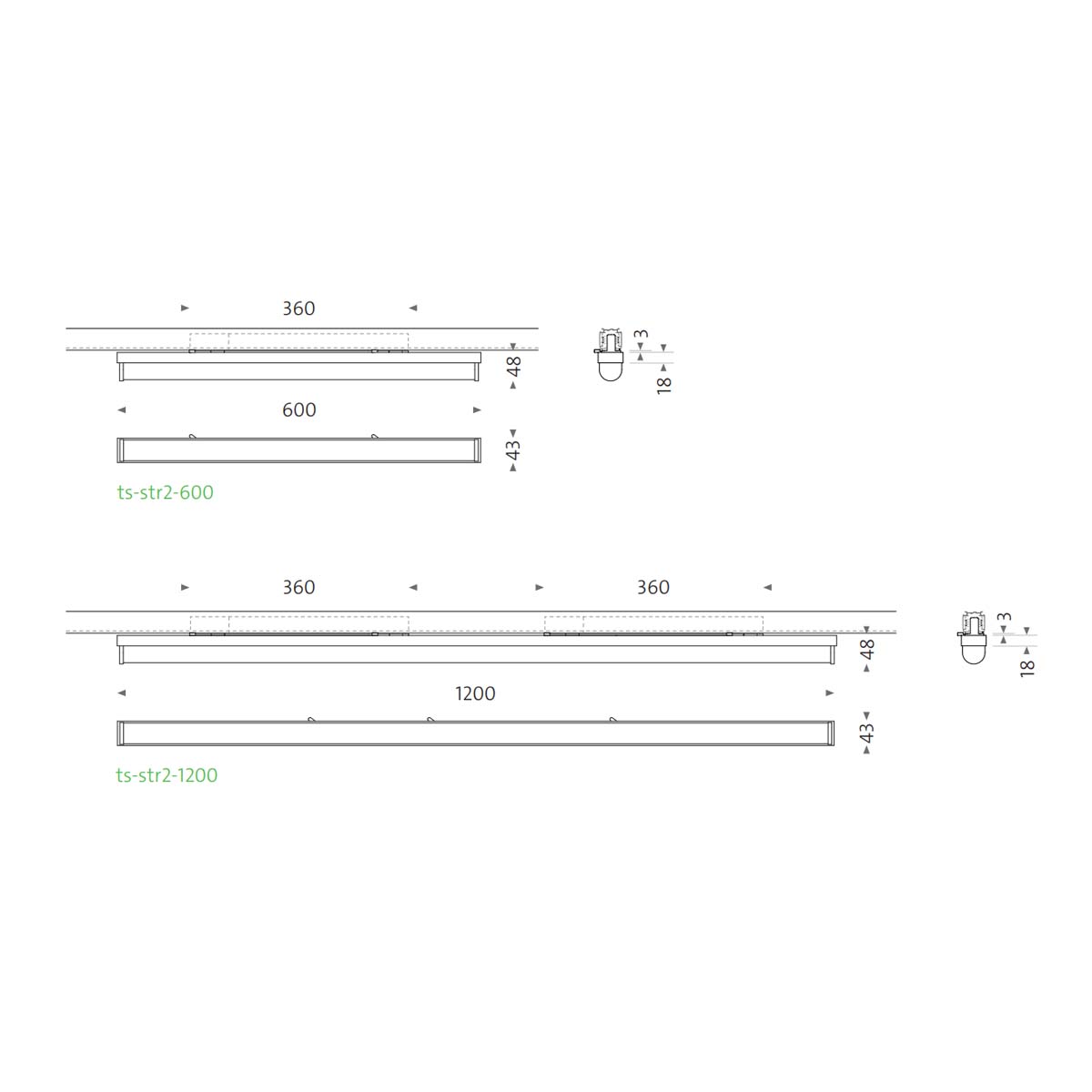 Mawa_ts_str2_tech Mawa Design ts-str2-1200 Tesechzehn Stromschienenstrahler, Weiß matt, L: 120 cm, Warmweiß 3000K, DALI