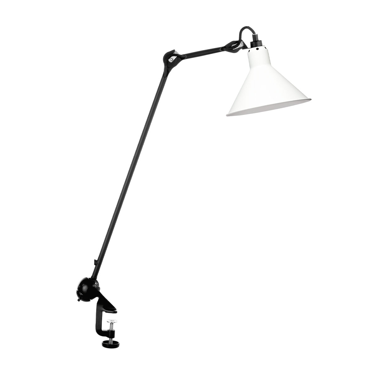 DCW Editions Lampe Gras N° 201 Tischleuchte, H: 59 cm Schwarz, Schirm Weiß Konisch Schwarz Modern – exklusive Tischleuchte für Nachttisch
