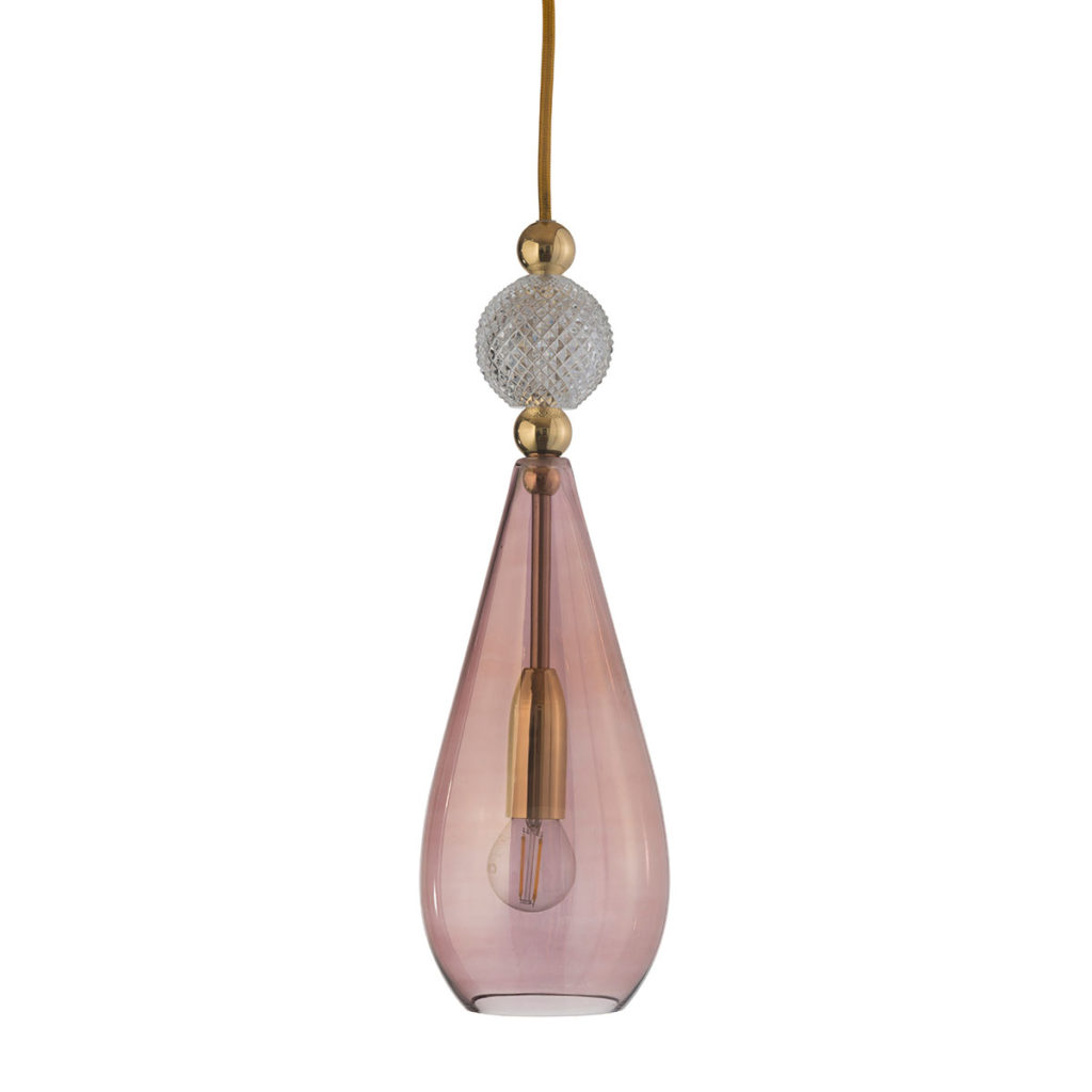 Smykke Pendelleuchte M Ø 12,5 cm, Obsidian Gold, Ball Kristallglas
