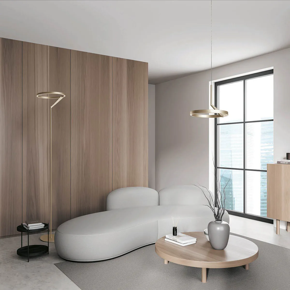 Meridiana Ring Pendelleuchte mit Up-Down Licht, Titanium, Ø: 80 cm