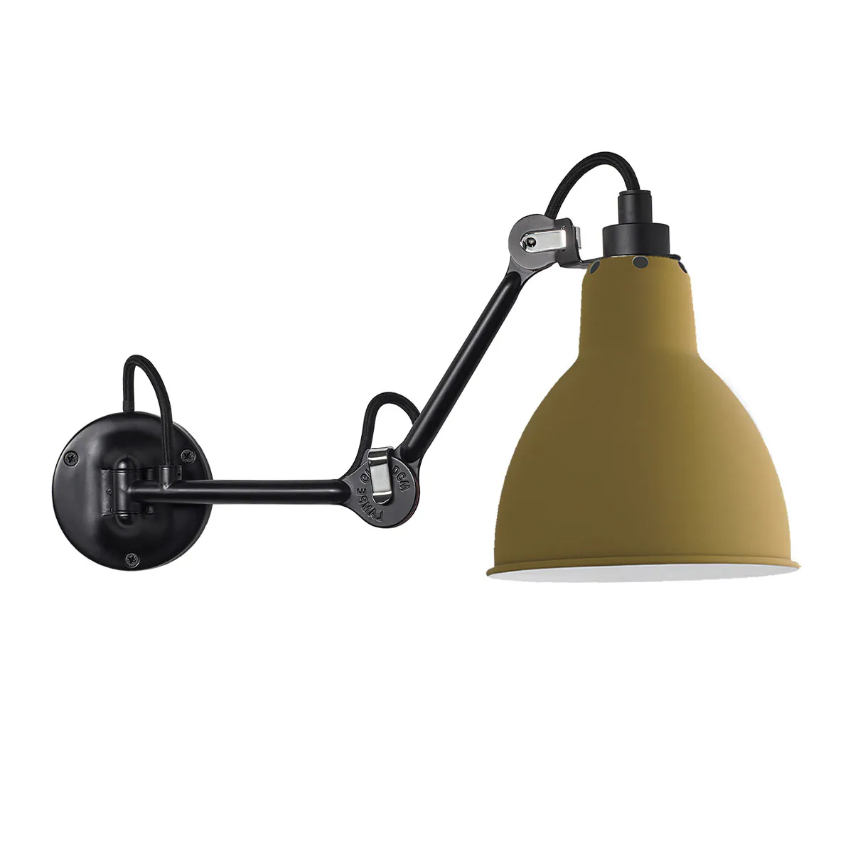 Spezial Angebot Pack Duo Lampe Gras N° 204 Wandleuchte Schwarz, Schirm Gelb mit Schalter in Schwarz Gelb – elegante Designerleuchte des Herstellers DCW Editions für den Flur