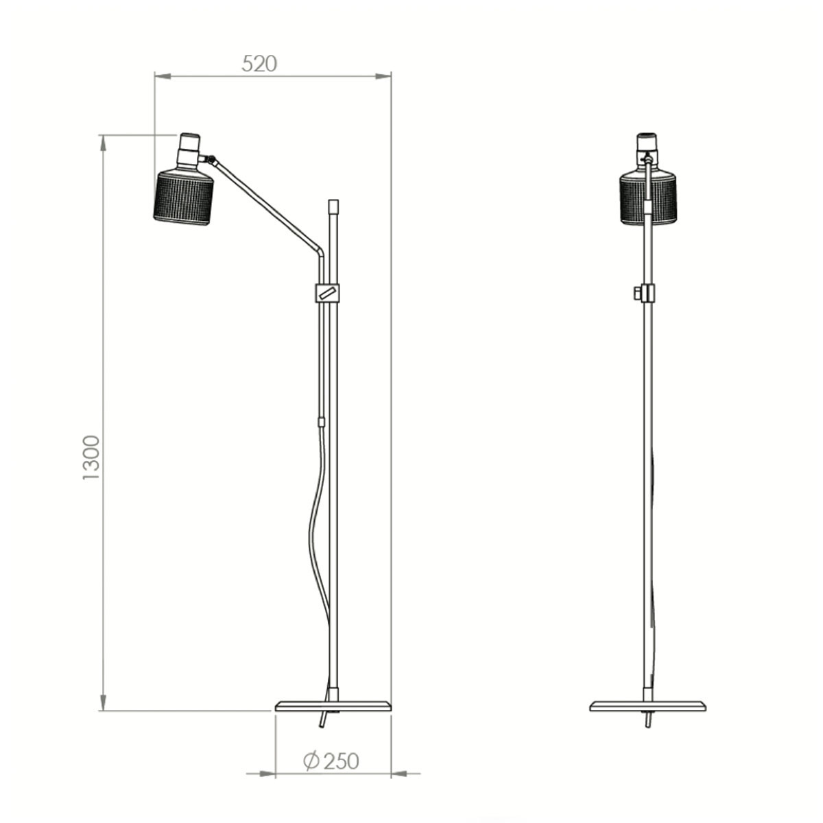 Technische Zeichnung Bert Frank Riddle Stehleuchte, H: 130 cm