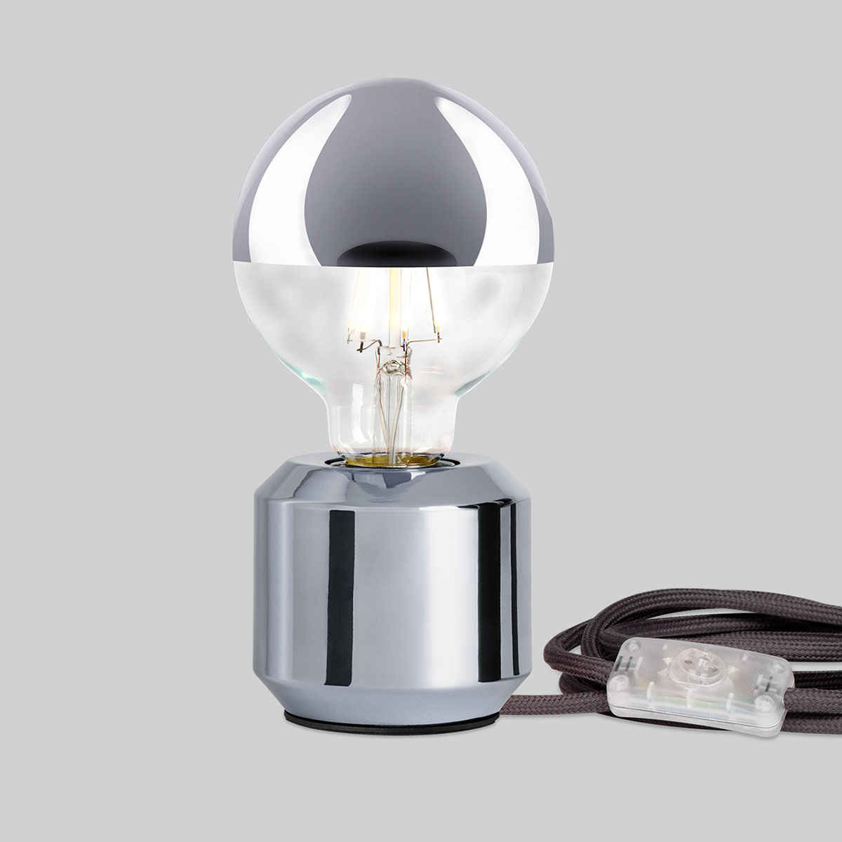 Oskar Tischleuchte, Ø: 8,2 cm, H: 7,7 cm, Chrom