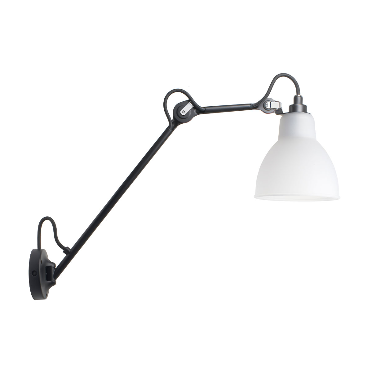 Lampe Gras N° 122 Wandleuchte, T: 58,4 cm Schwarz, Schirm Polycarbonat