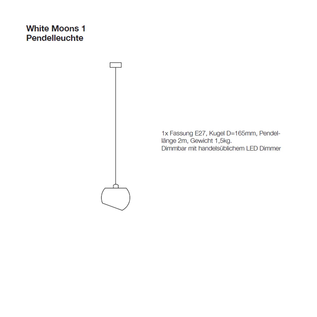 White Moons 1 Pendelleuchte, Ø: 16,5 cm, Alu poliert White Moons 1 Pendelleuchte, Ø: 16,5 cm, Weiß