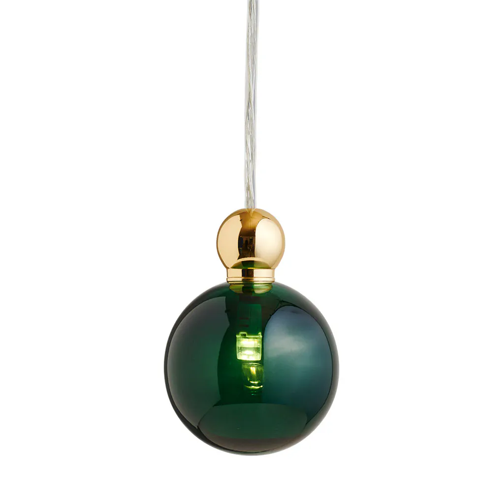 Uva Pendelleuchte M Ø 7 cm, Ivy green, Gold, für Multi-Baldachin