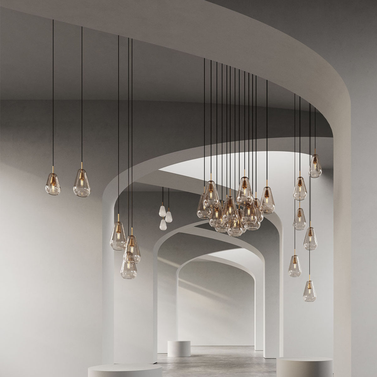 Anoli 1 Medium Pendelleuchte, Ø: 19 cm, Gold transparent Anoli 1 Medium Pendelleuchte, Ø: 19 cm, Opalglas