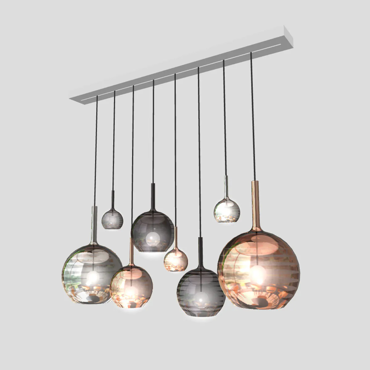 Lampen Baldachin für Glo, Lit, Mom max. 8-fach rechteckig 138 x 16 x 5 cm, Titanium