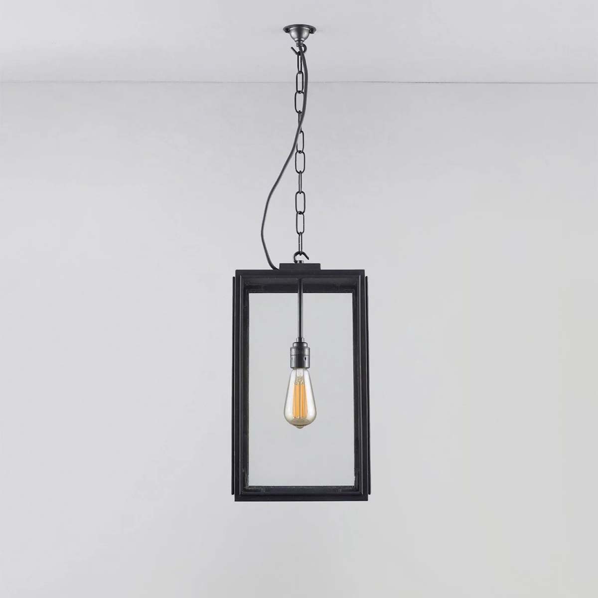 Original BTC Square Pendelleuchte, Geschlossen, Patiniertes Messing, H: 47 cm