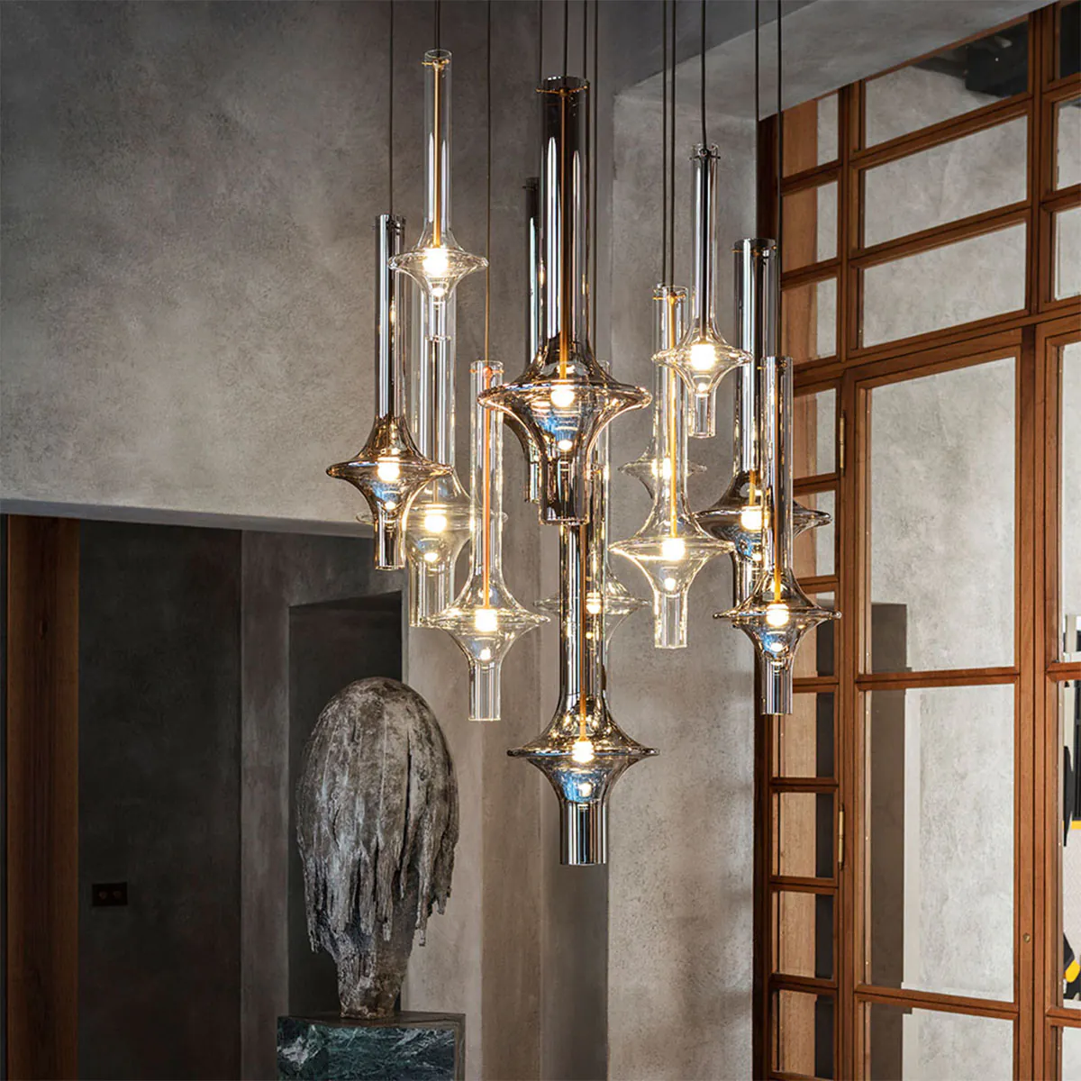 Wonder 1504-20 Pendelleuchte, Schwarz, Mini, Rauchglas