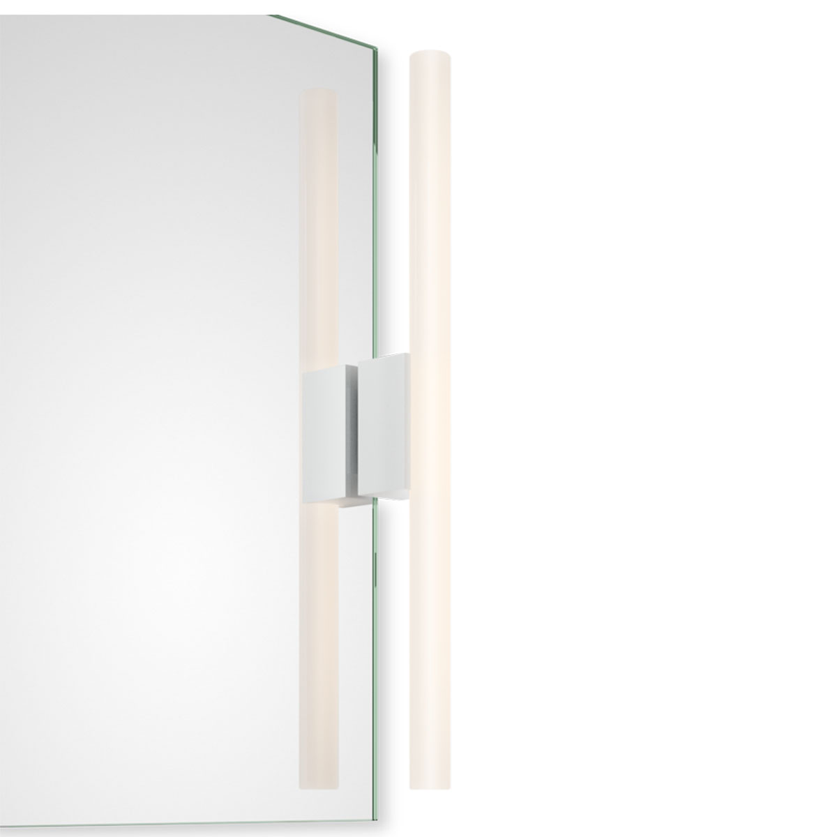 Stilvoller Spiegel mit Licht – Serie Omega 1 Spiegel Aufsteckleuchte Bad, H: 30/50 cm, B: 4,5 cm, Fassung ohne Leuchtmittel, Weiß matt von Decor Walther