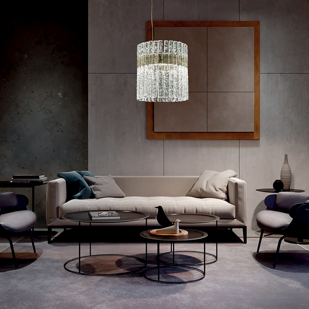 Masiero Vegas S RD60 Pendelleuchte Pendelleuchten - luxuriöse Verarbeitung aus Glas und Metall, Farbe Transparent