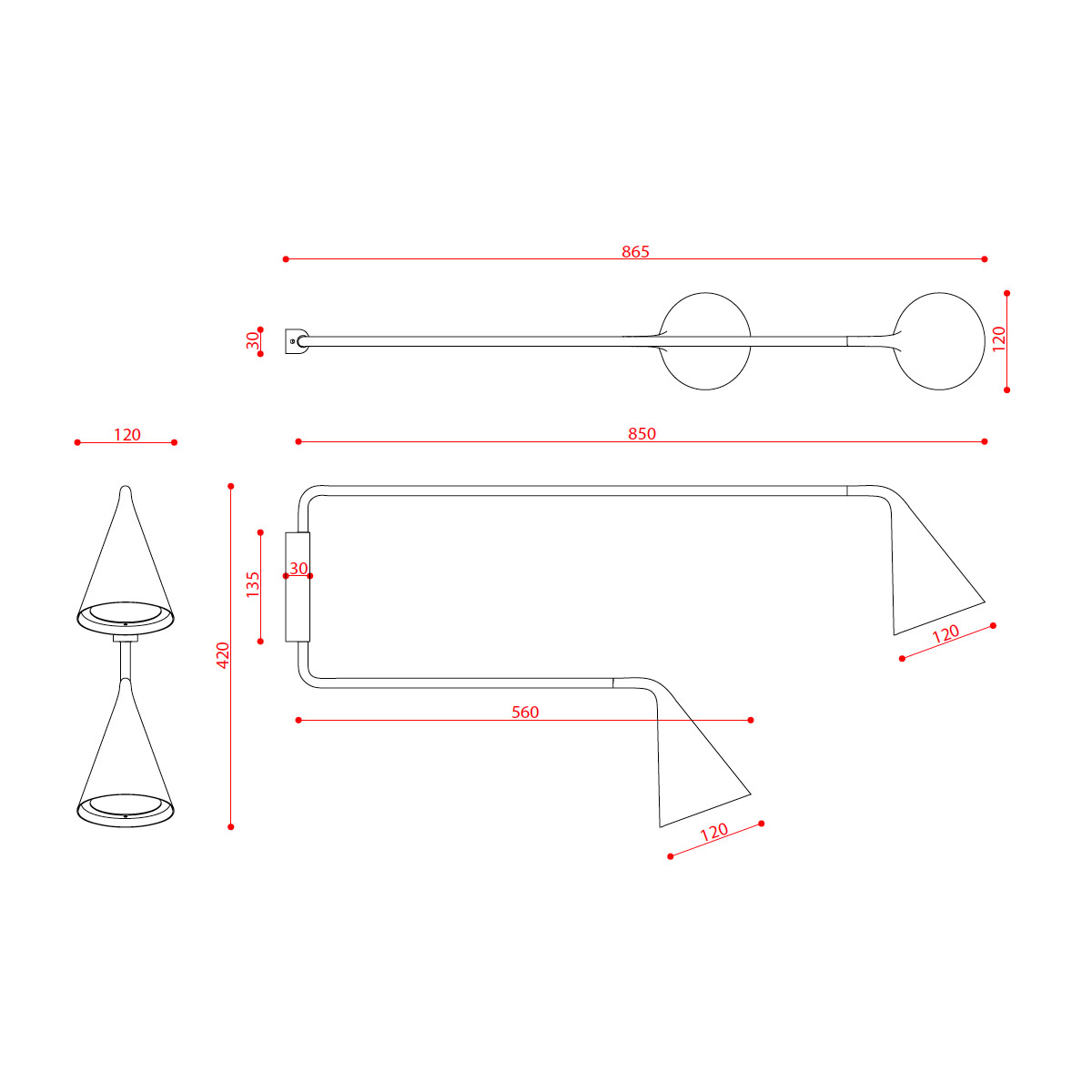 Gordon 561.48 Wandleuchte 2-flammig, Schwarz Matt Gordon 561.48 Wandleuchte 2-flammig, Schwarz Matt & Schwarz Chrom