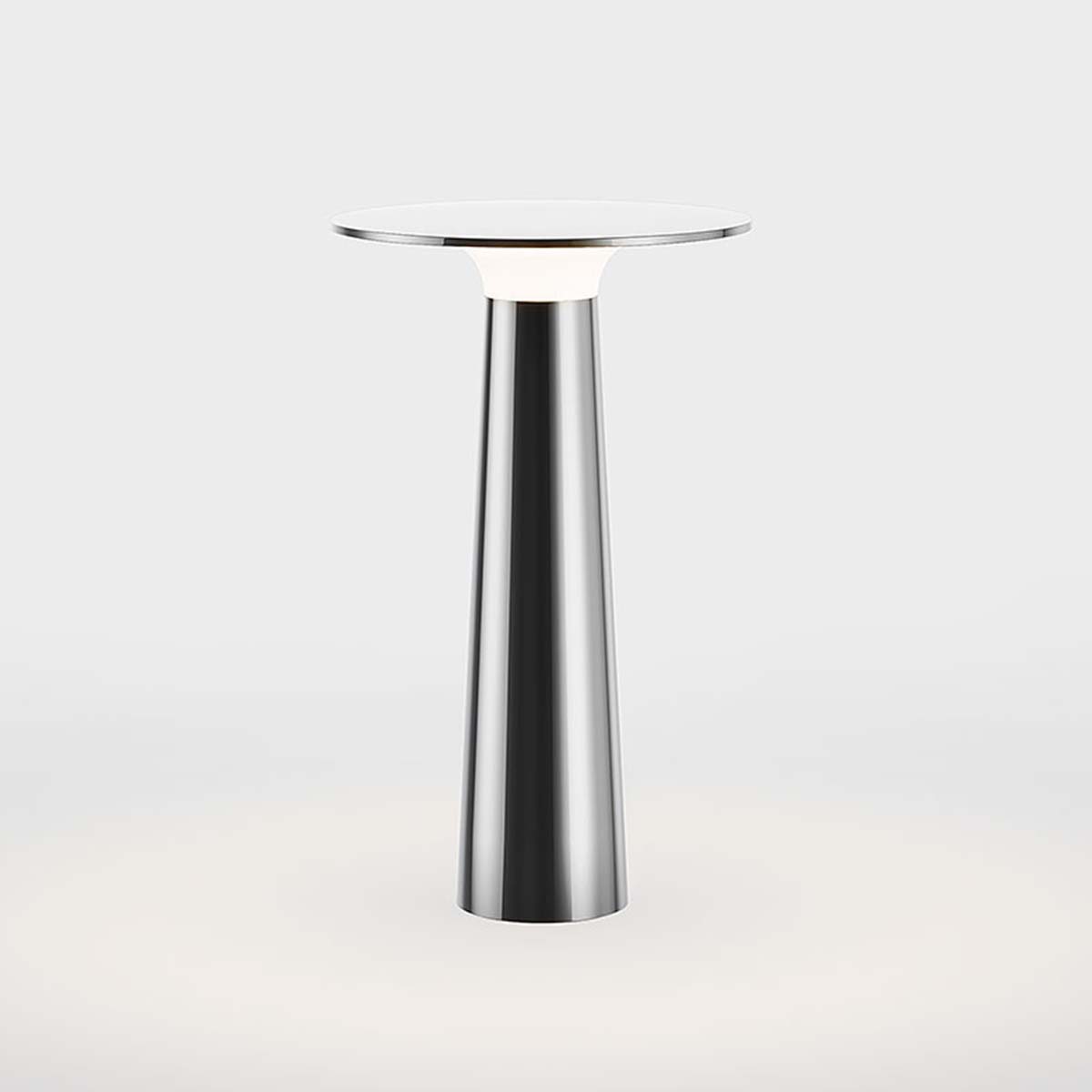 lix Mobile Akku Tischleuchte dim to warm 2700K – 1800K, Ø: 6 cm, H: 24,5 cm, charging base mit USB-C Kabel, Chrom IP44.de lix Mobile Akku Tischleuchte dim to warm 2700K – 1800K, Ø: 6 cm, H: 24,5 cm, charging base mit USB-C Kabel Chrom