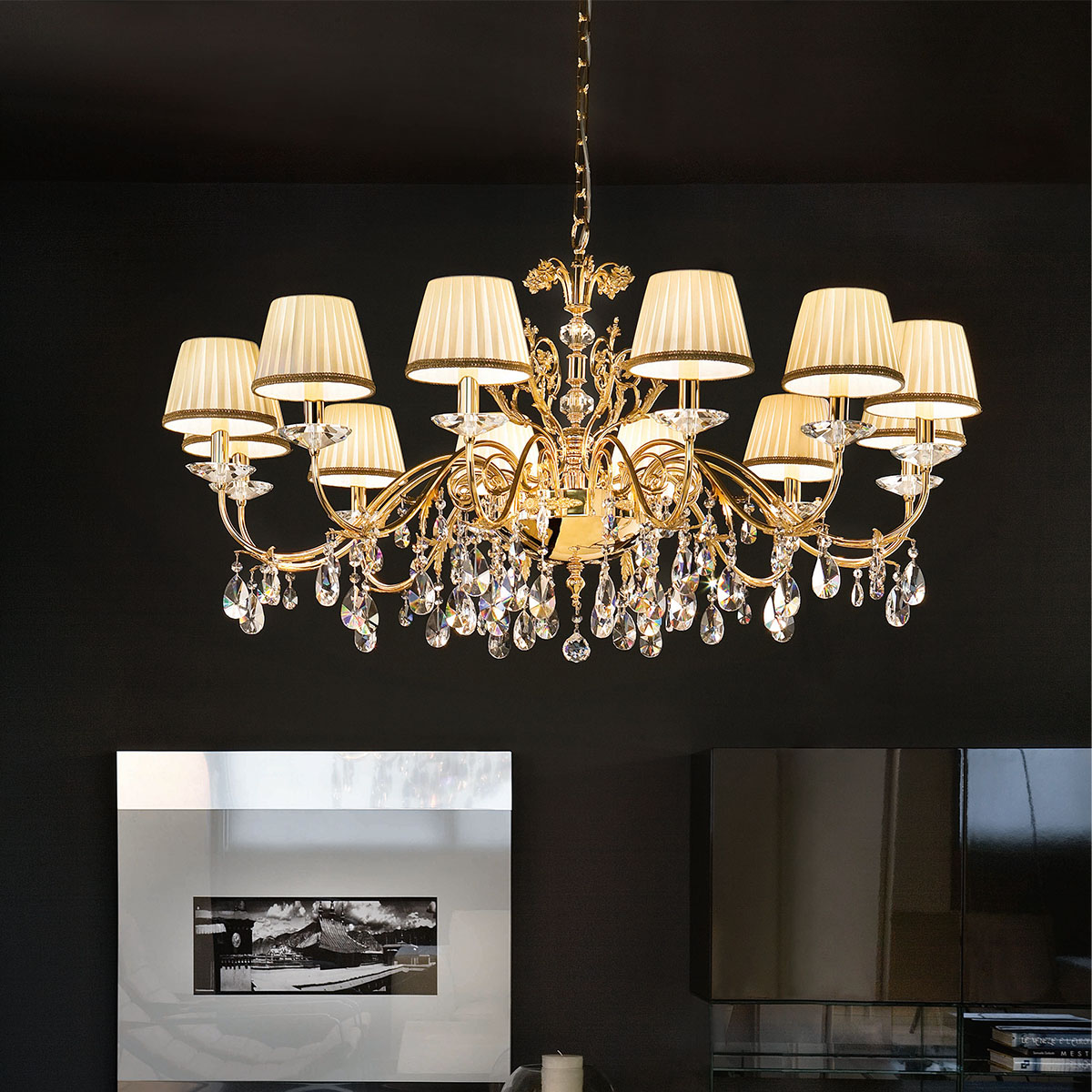 Primadonna 12 Kronleuchter, 12-flammig, Ø: 120 cm, Gold glänzend