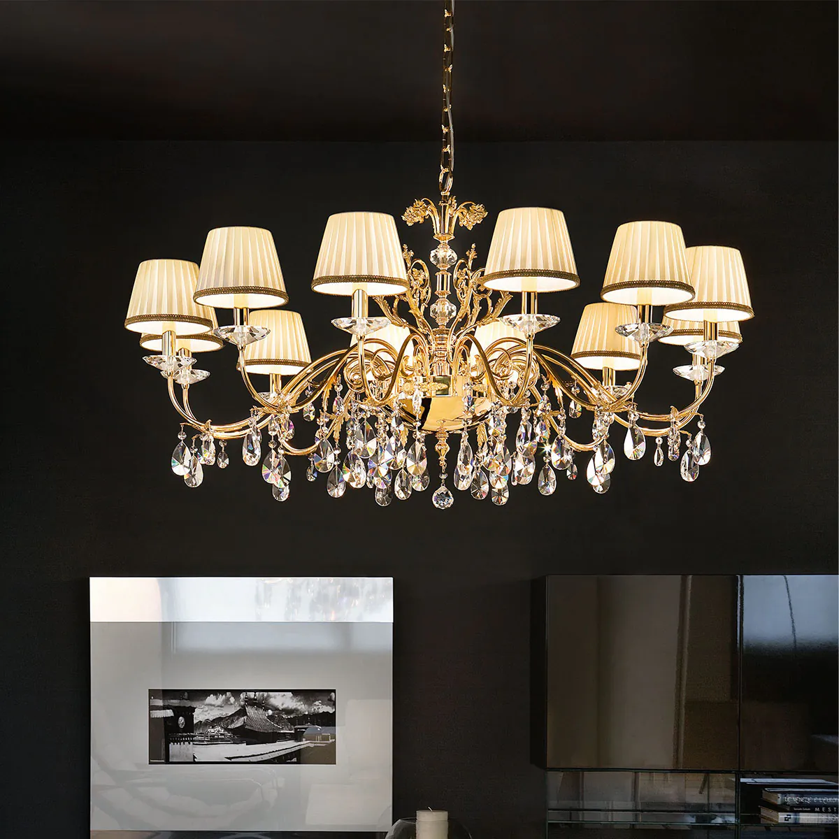 Primadonna 12 Kronleuchter, 12-flammig, Ø: 120 cm, Gold glänzend