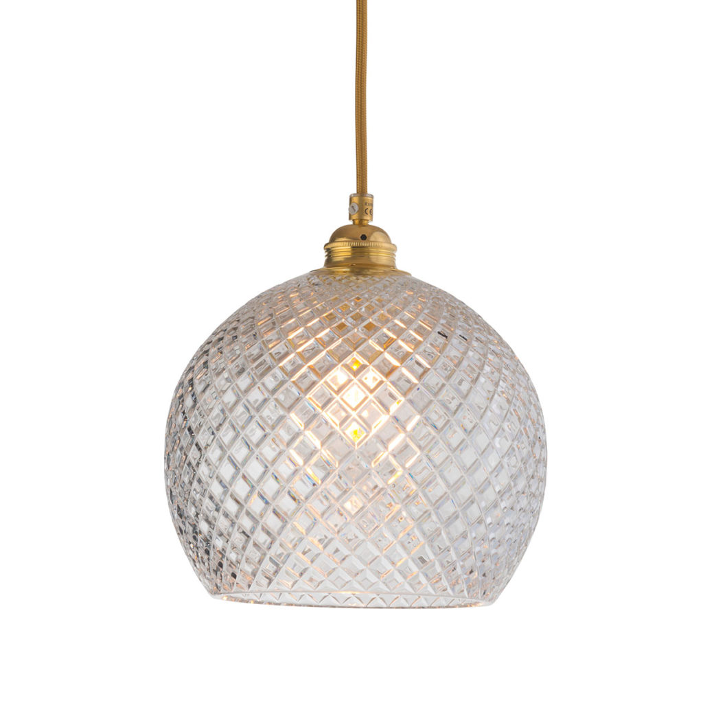 Ebb & Flow Rowan Pendelleuchte Crystal M Ø 22 cm Rowan Pendelleuchte Crystal M Ø 22 cm, Gold, Small Check Gold Pendelleuchten – hochwertige Innenbeleuchtung, LED Beleuchtung für Schlafzimmer