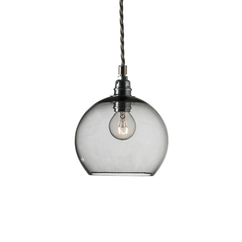 Rowan Pendelleuchte S Ø 15,5 cm, Smokey Grey, Silber