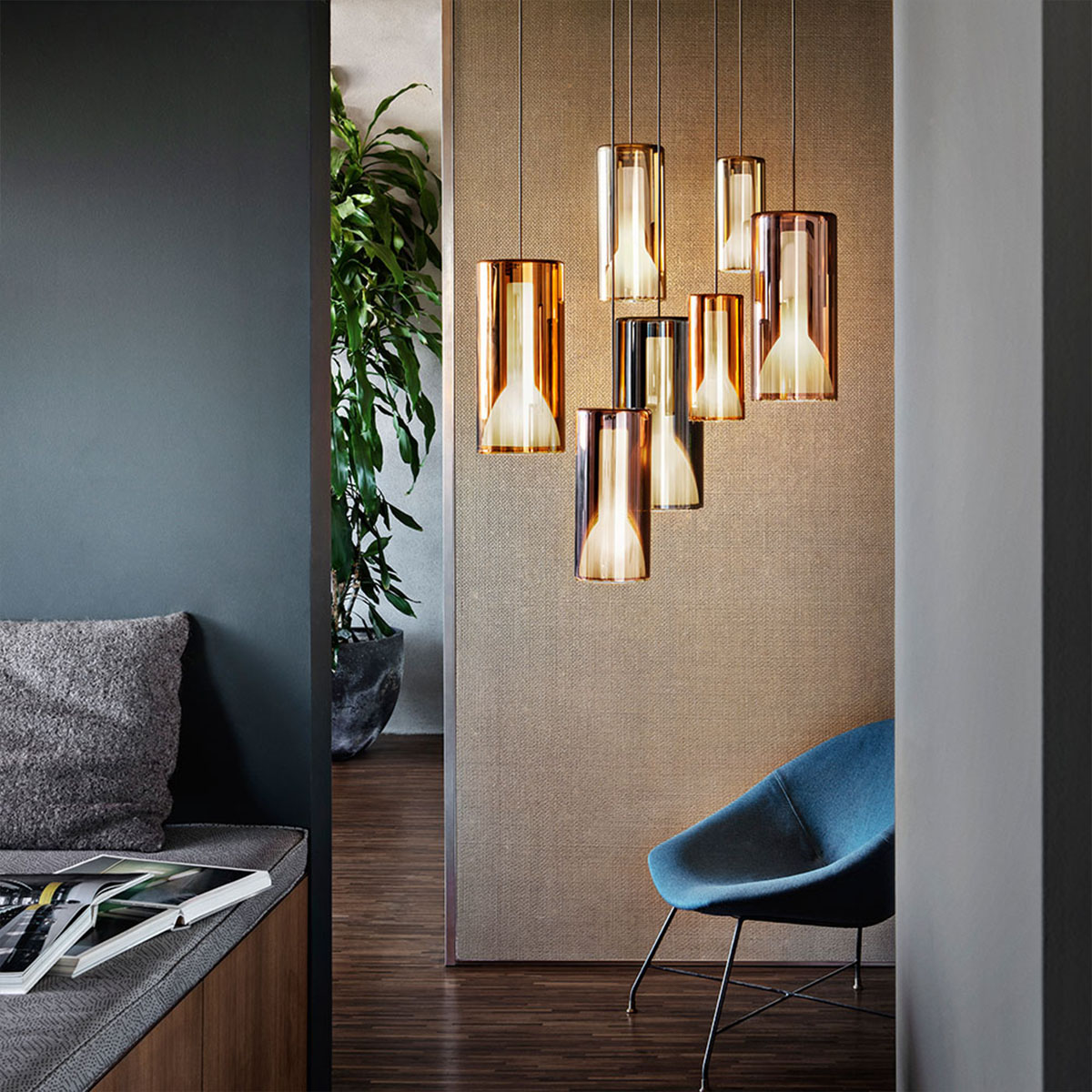 Penta Light Lit 1912-21 Small Pendelleuchte Hängelampe – handgefertigtes Glas in Violet Glas, italienisches Premium-Design, sanfte Helligkeit, bringt Atmosphäre ins Wohnzimmer, exklusive Designerleuchte von Penta Light, ideal über Esstisch, Küche oder Woh