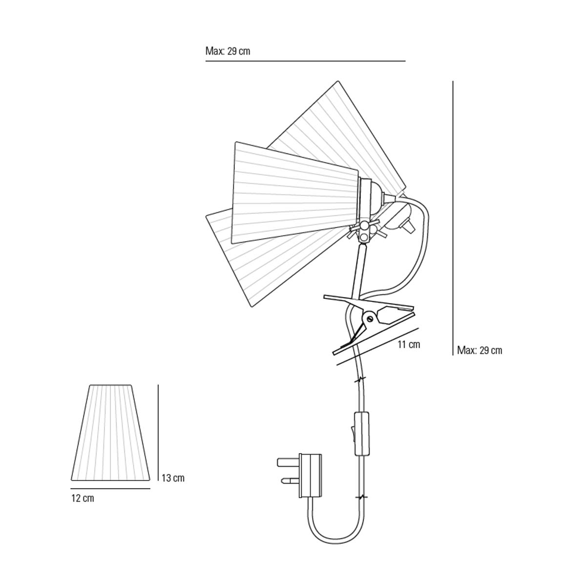 Hector Medium Pleat Klemmeleuchte, Ø: 12 cm Hector Medium Pleat Klemmeleuchte, Ø: 12 cm