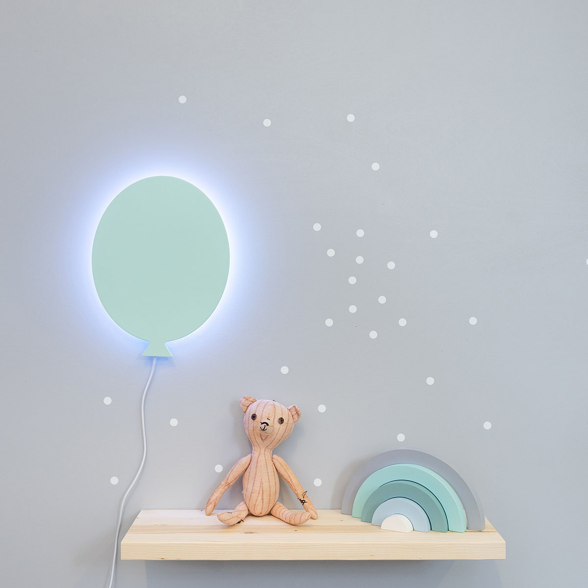 LED Lampe Kinderzimmer Luftballon mit Farbwechsel, handgemacht aus Holz, Grün