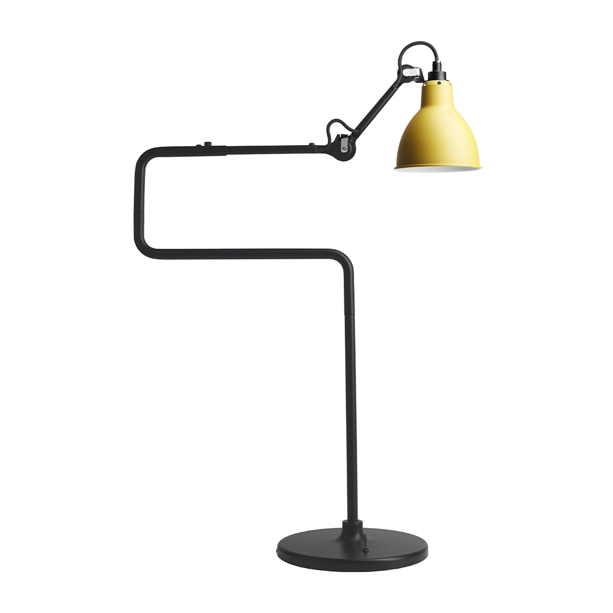 Lampe Gras N° 317 Tischleuchte, H: 65 cm Schwarz, Schirm Gelb Rund