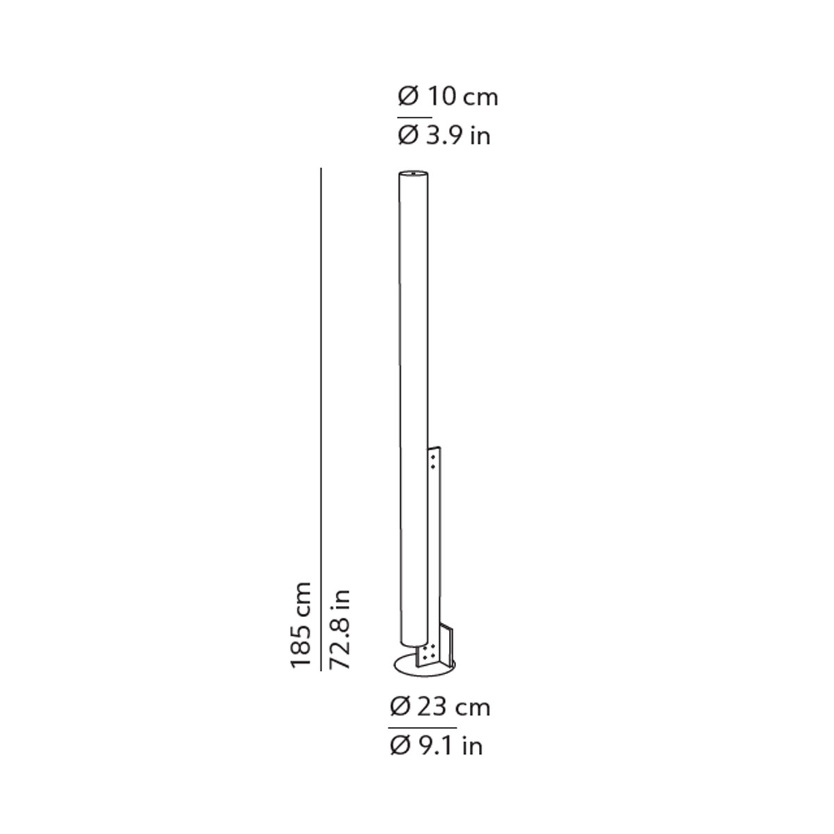 Model T Stehleuchte, H: 185 cm, Schwarz Model T Stehleuchte, H: 185 cm, Inox