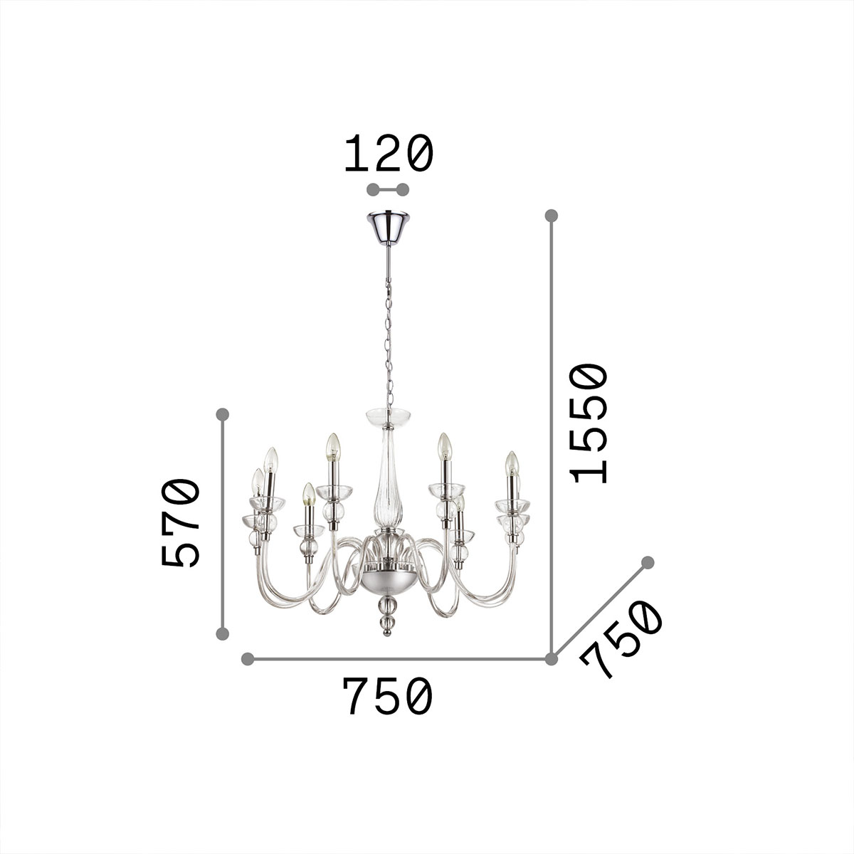 Doge SP9 Glas Kronleuchter 9-flammig, Ø: 75 cm