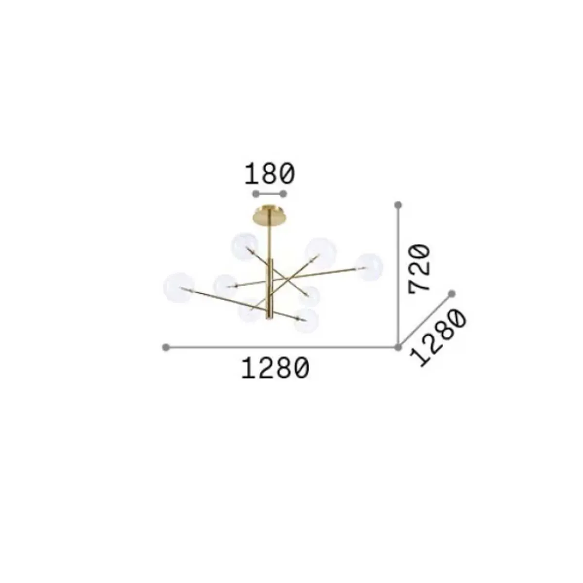 Equinoxe SP8 Pendelleuchte, L: 128 cm, B: 128 cm, Chrom, 8-flammig Equinoxe SP8 Pendelleuchte, L: 128 cm, B: 128 cm, Messing, 8-flammig
