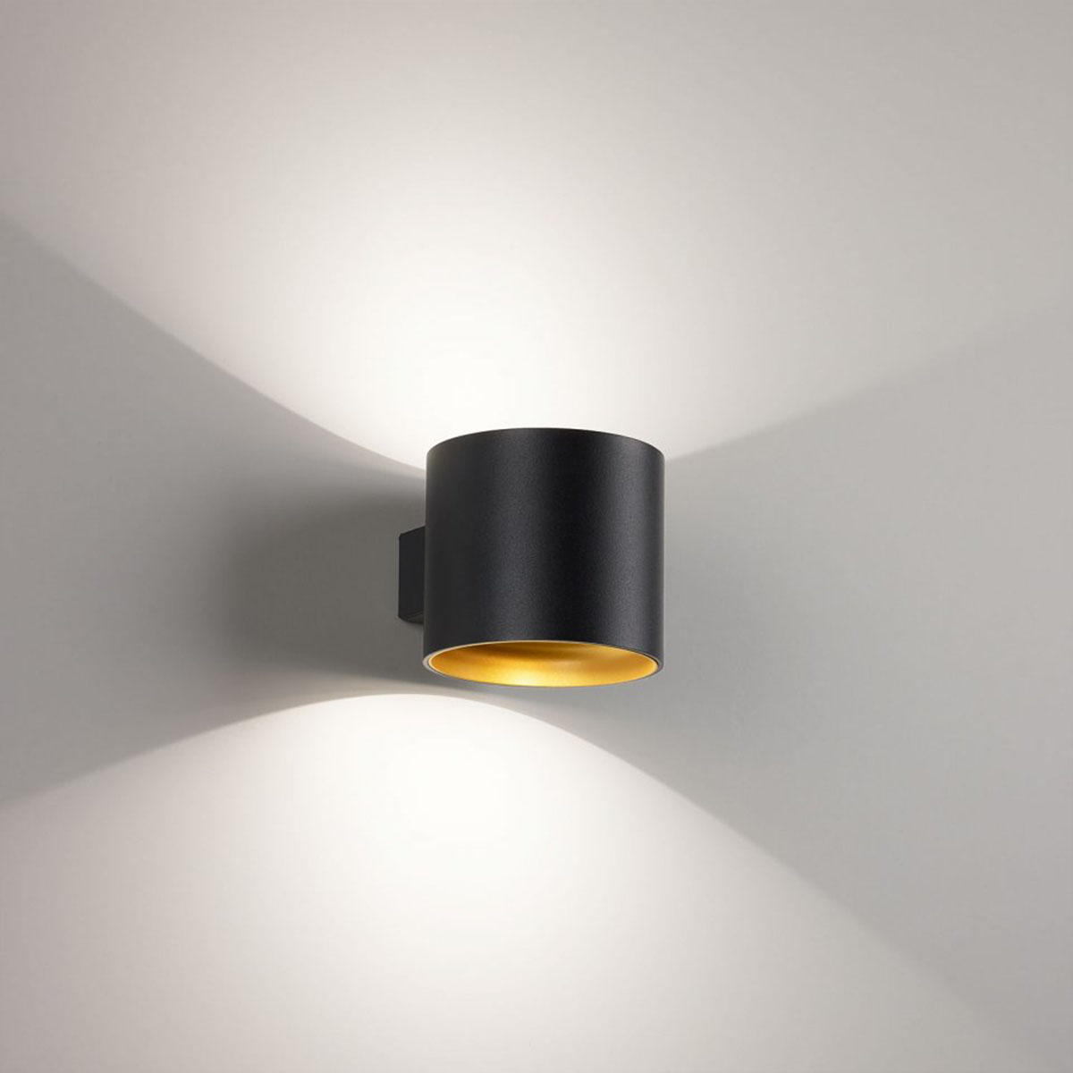 ORBIT LED 930 DIM8 Wandleuchte, Ø: 10 cm, H: 8,8 cm, Schwarz & Vergoldet Mat, Warmweiß 3000K