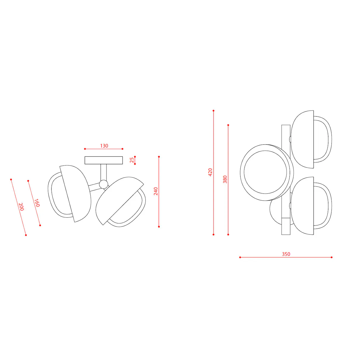 Muse 554.44 Wandleuchte 4-flammig, Schwarz & Messing Muse 554.44 Wandleuchte 4-flammig, Schwarz & Kupfer