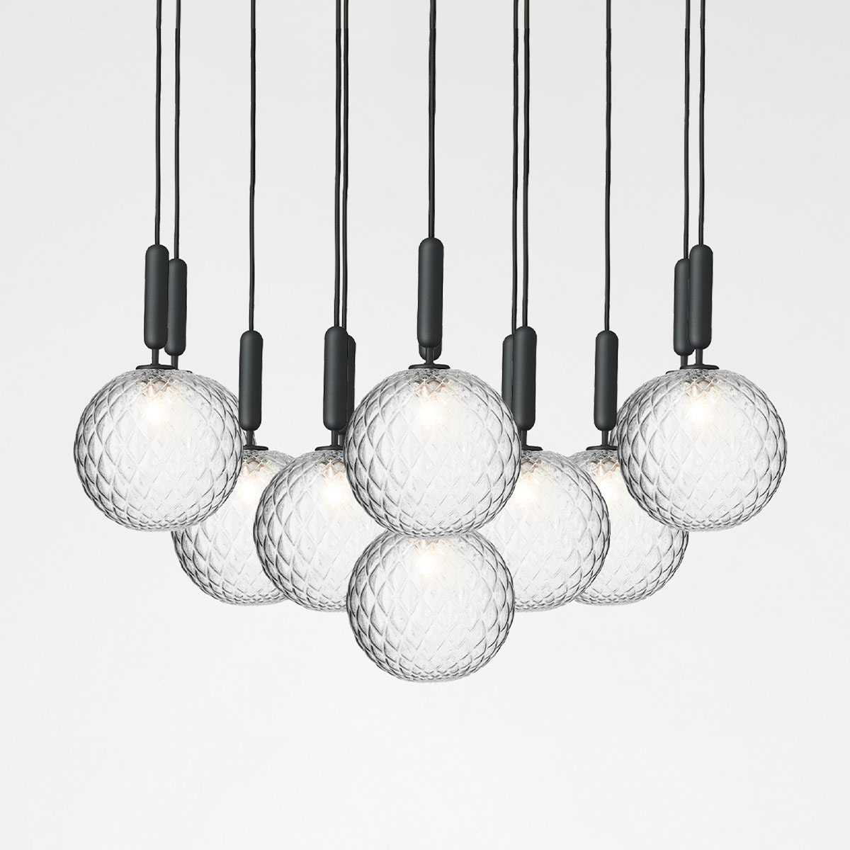 Miira 13 Large Pendelleuchte, Ø: 98 cm, Steingrau, Glas transparent Miira 13 Large Pendelleuchte, Ø: 98 cm, Steingrau, Glas transparent
