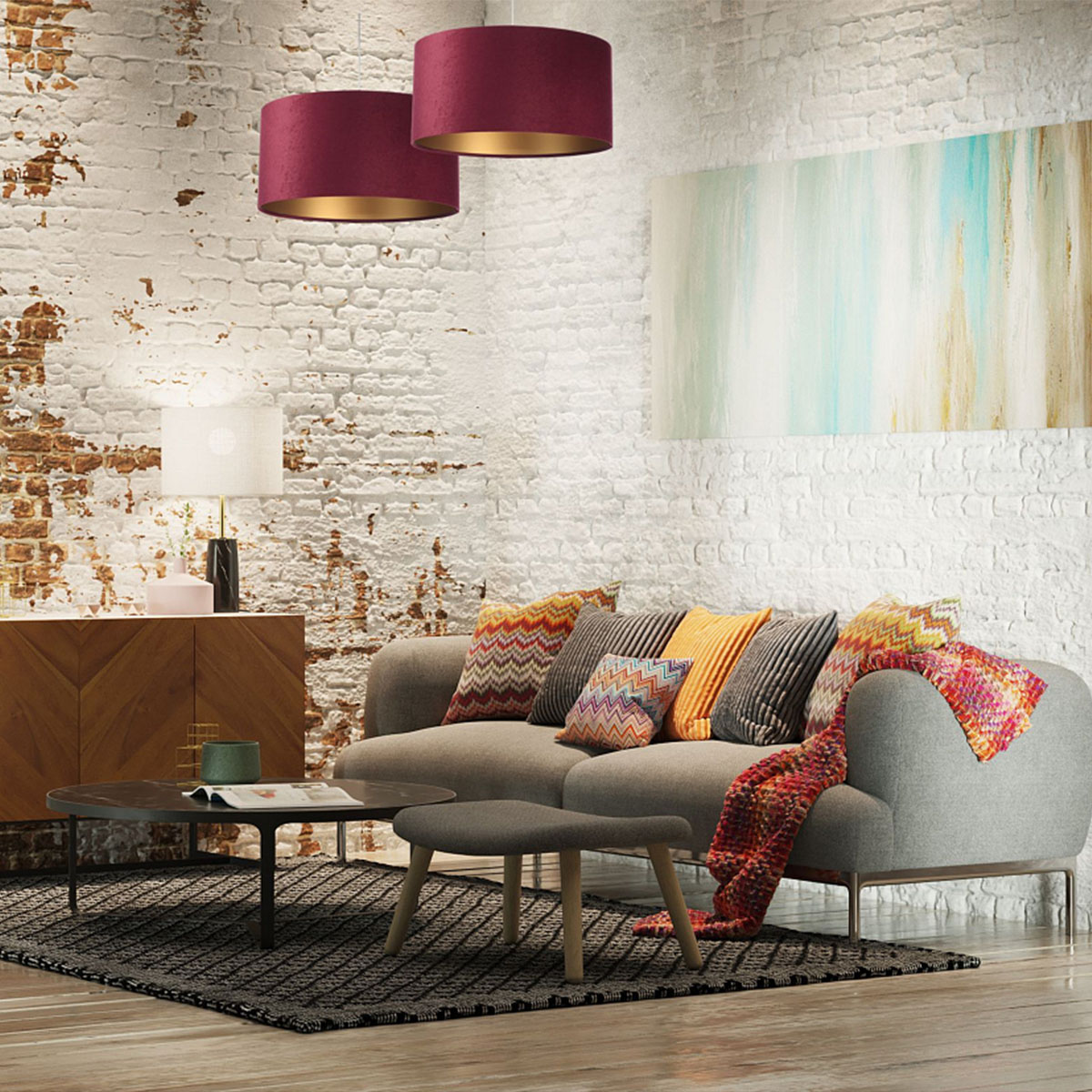 Pendelleuchte, Lila, Gold,  Ø: 60 cm