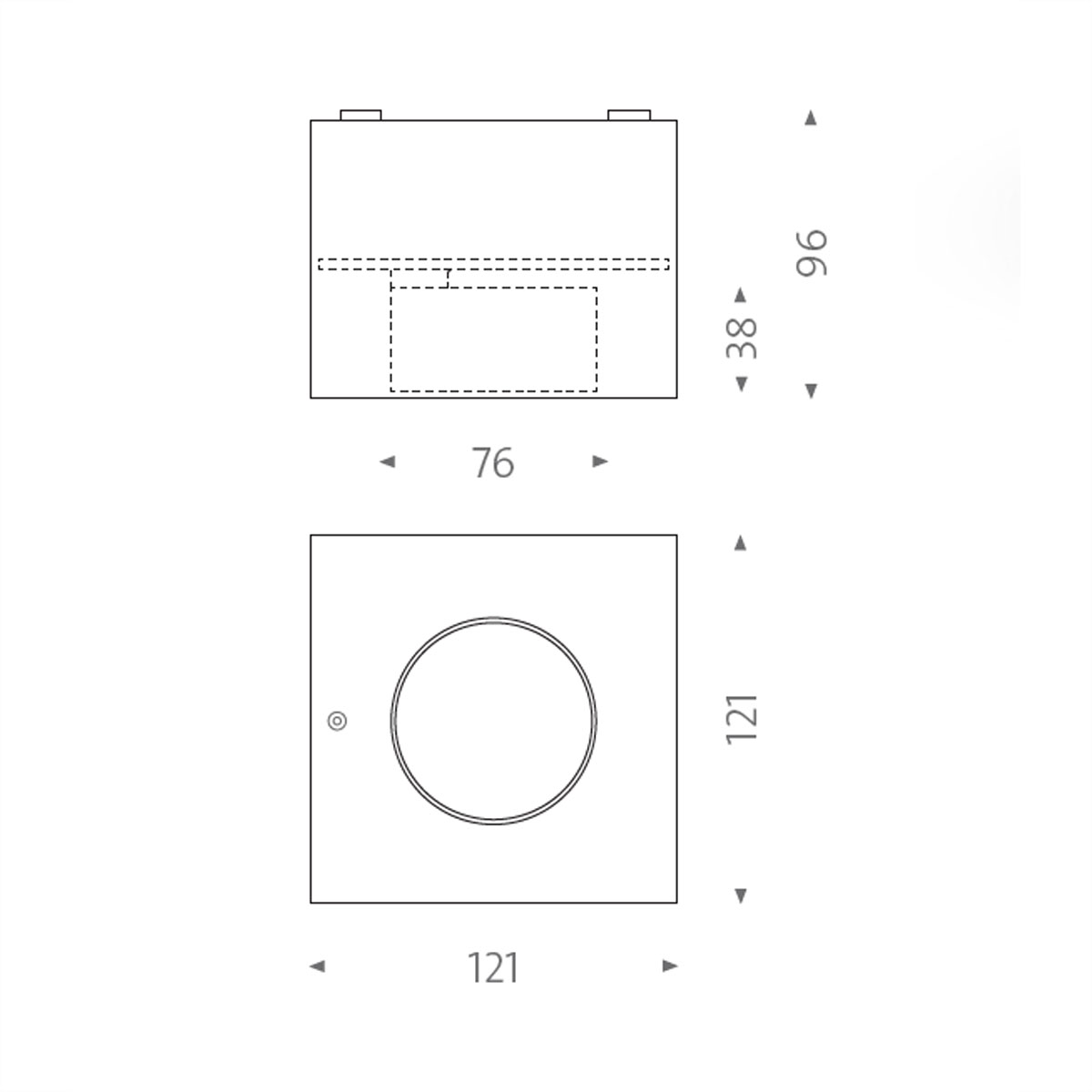 Mawa_wi4_ab_1e_kb_zeichnung Mawa Design Wittenberg 4.0, wi4-ab-1e-kb Aufbaustrahler, Schwarz matt, Dim To Warm, Flood 38°, Bluethooth