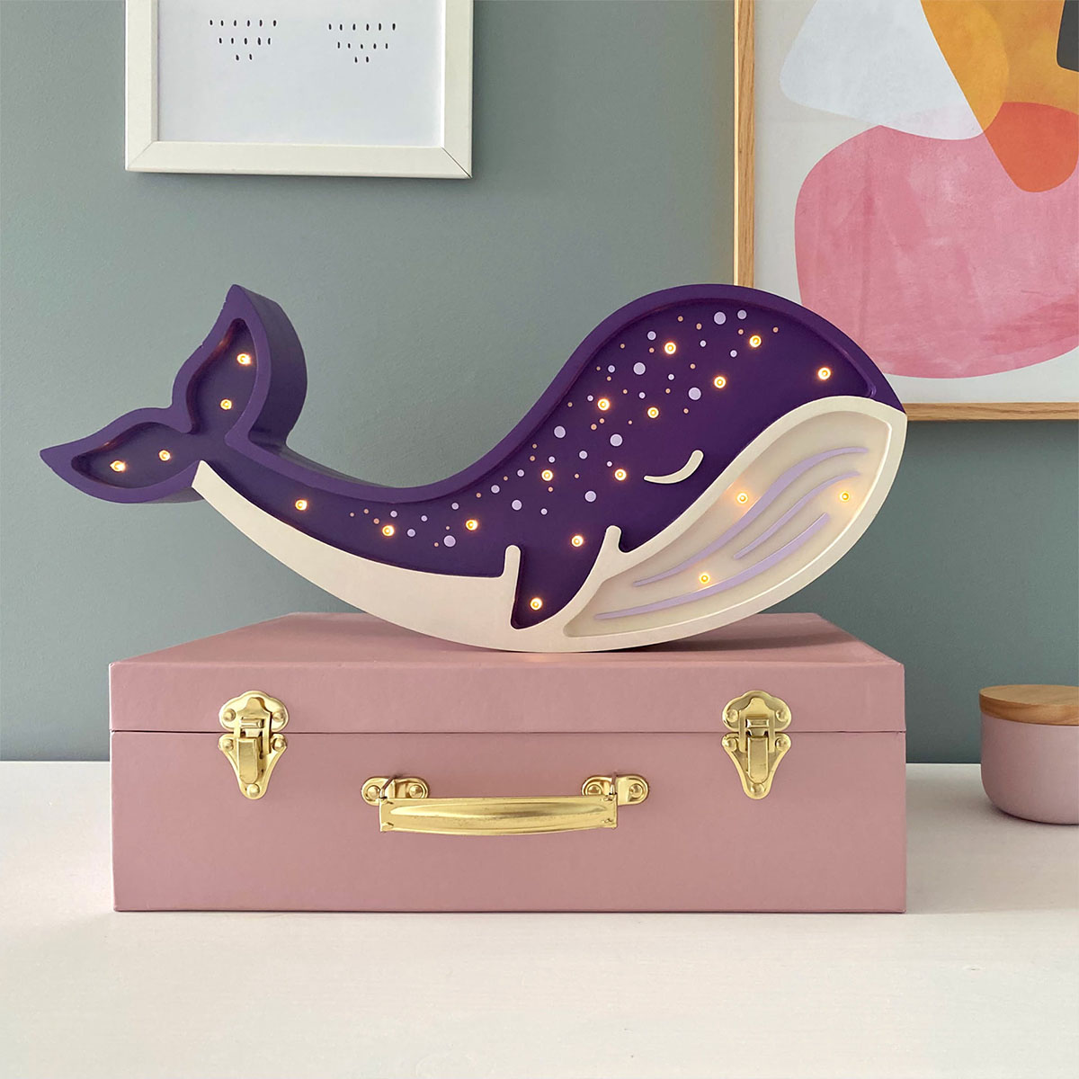 Kinder Nachtlicht Wal, Holz, blau, handgemacht