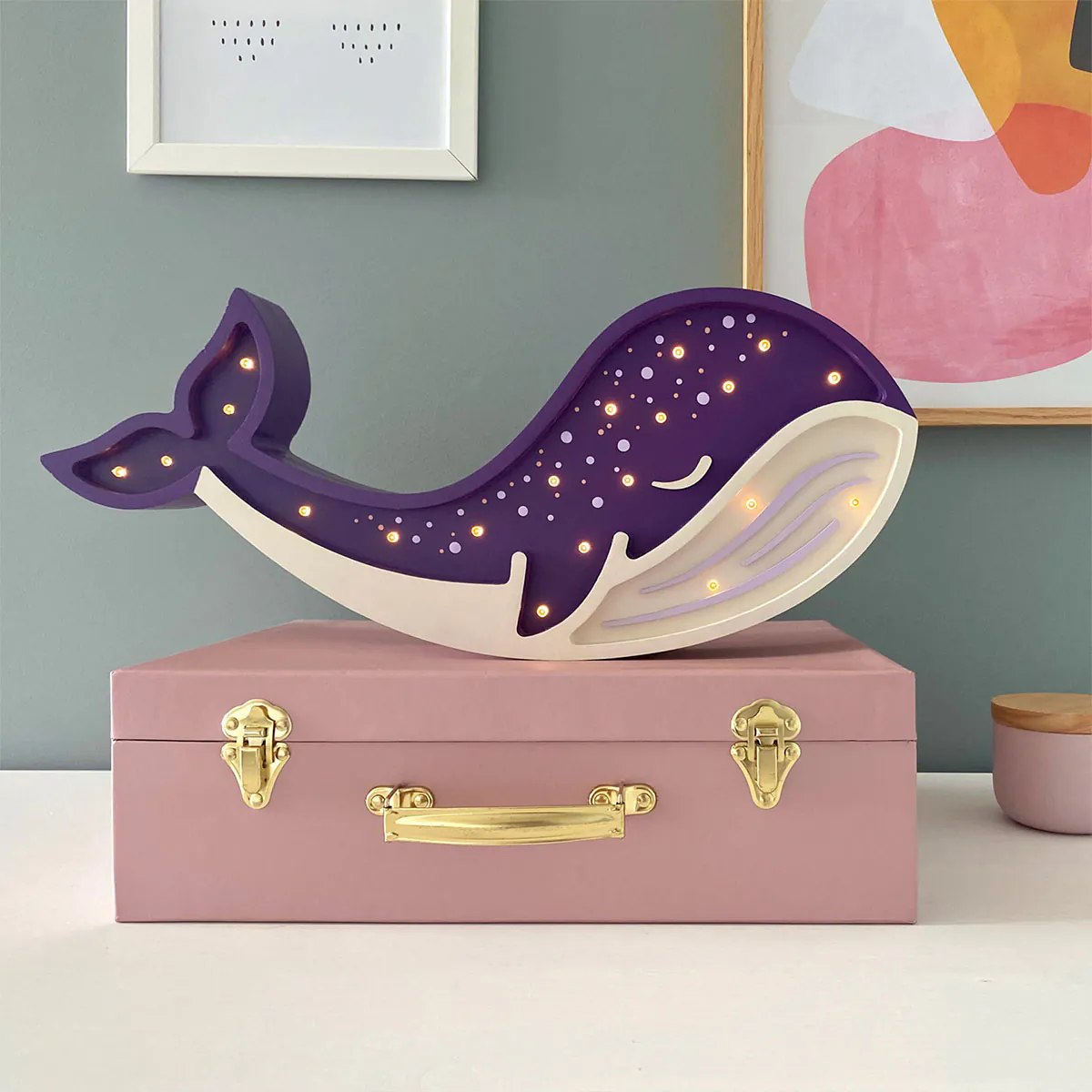 Kinder Nachtlicht Wal, Holz, blau, handgemacht