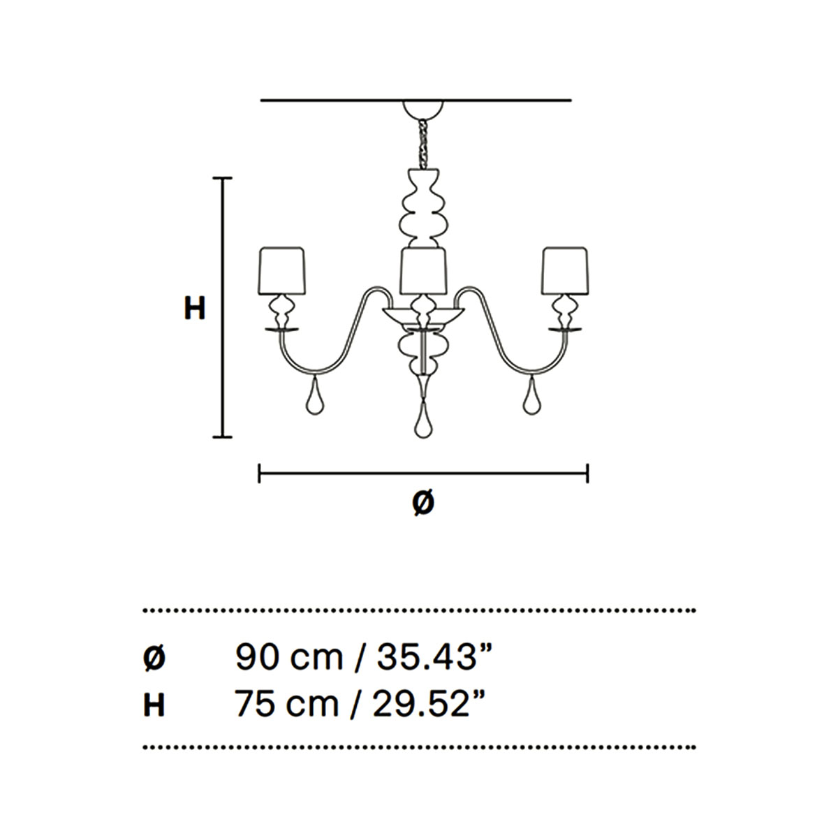 Eva S8 Kronleuchter, 8-flammig, Weiß matt, Ø: 90 cm