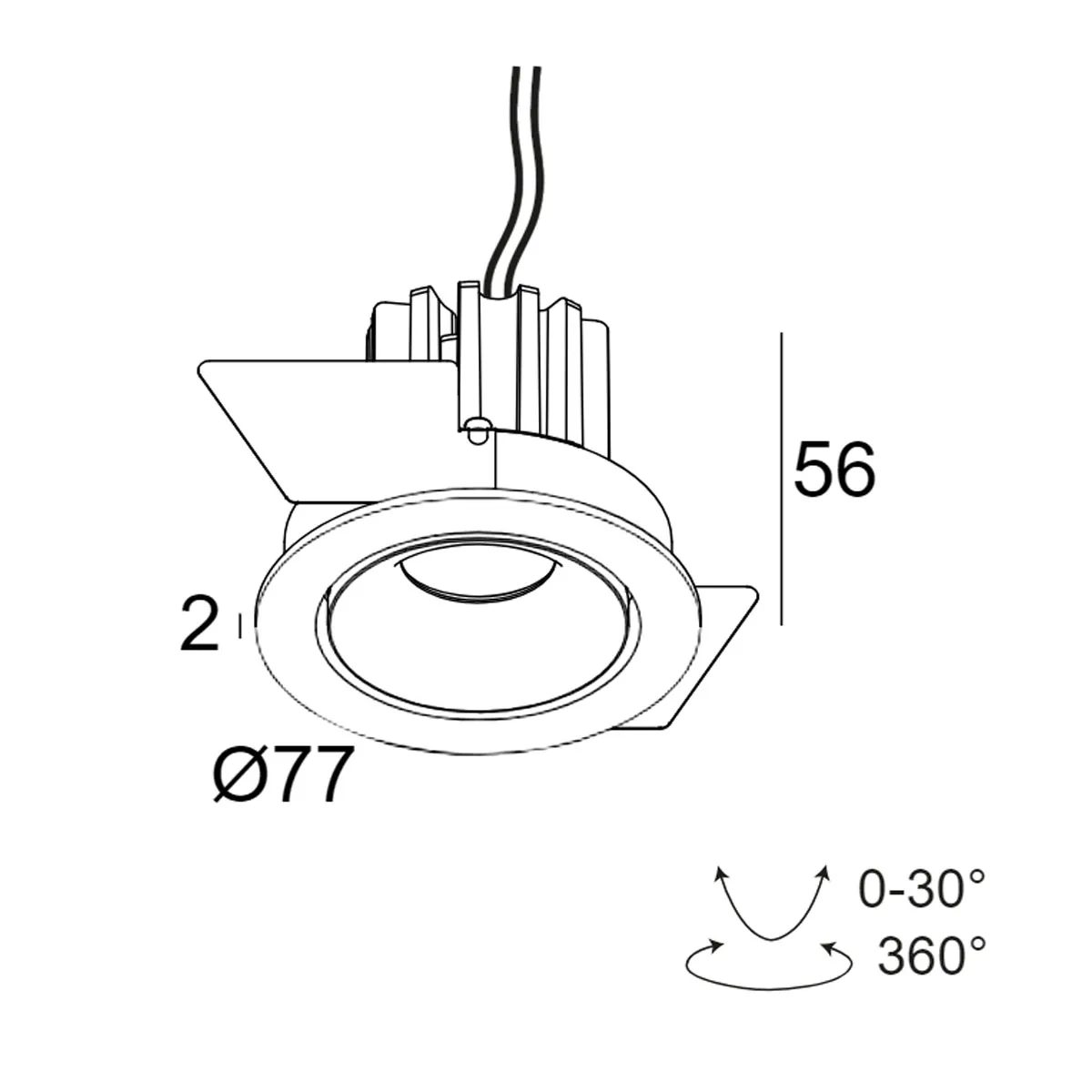 MINI REO II OK 93037 Einbaustrahler, Ø: 7,7 cm , Weiß, Warmweiß 3000K, 37°