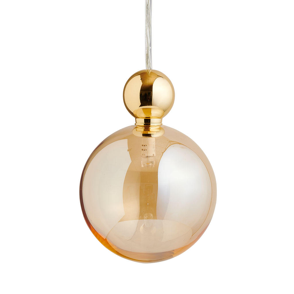 Uva Pendelleuchte L Ø 10 cm, Golden Smoke, Gold, mit Einzelbaldachin