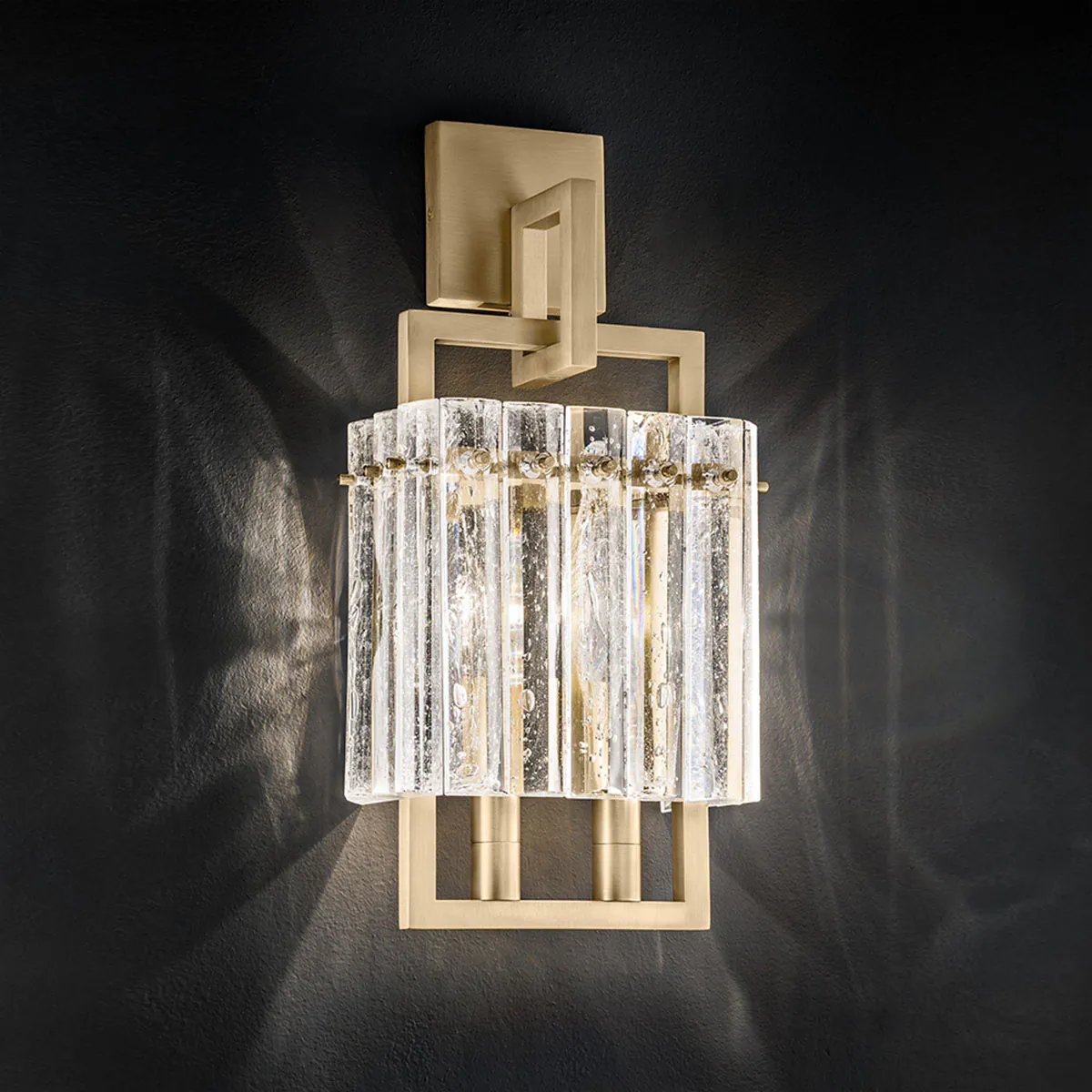 Masiero Crek A2 Wandleuchte Wandleuchten - elegantes Designerlicht aus Kristallglas und Metall, Farbe Messing