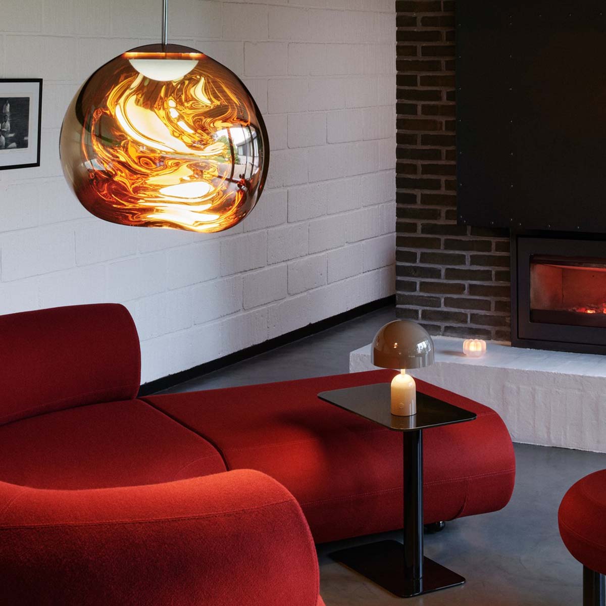 Tom Dixon Melt ES Pendelleuchte, Opal, Silber, Ø: 50 cm, Retrofit