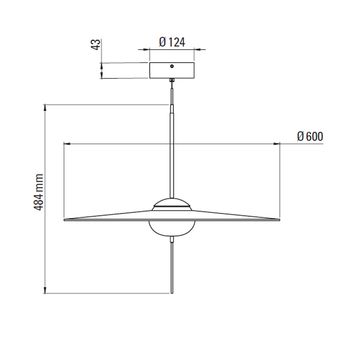 Technische Zeichnung DCW Editions Mono L600 Pendelleuchte Ø: 60 cm Technische Zeichnung DCW Editions Mono L600 Pendelleuchte Ø: 60 cm